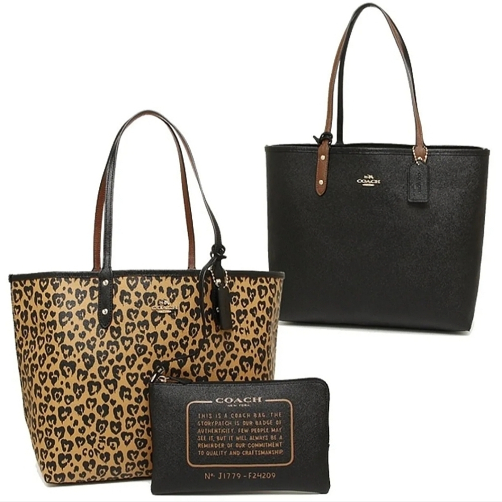 Coach Ocelot Leopard Wild Heart Reversible City Tote